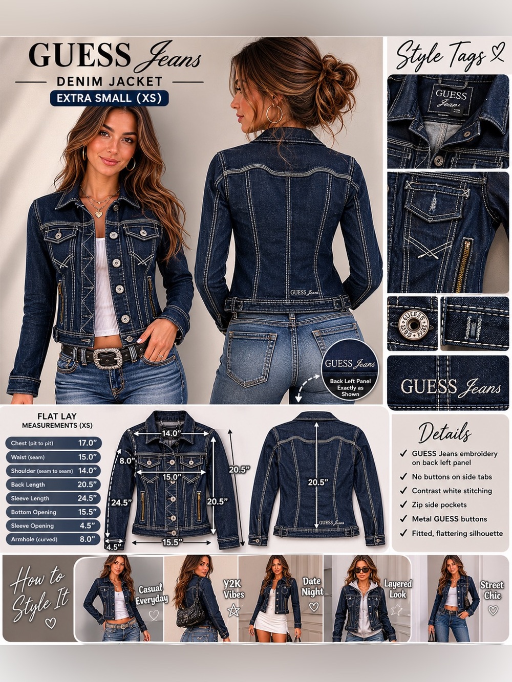 Women's GUESS Blue Denim Jean Jacket XS